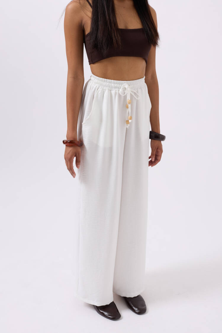 Elastic Waist Tie Detailed Trousers