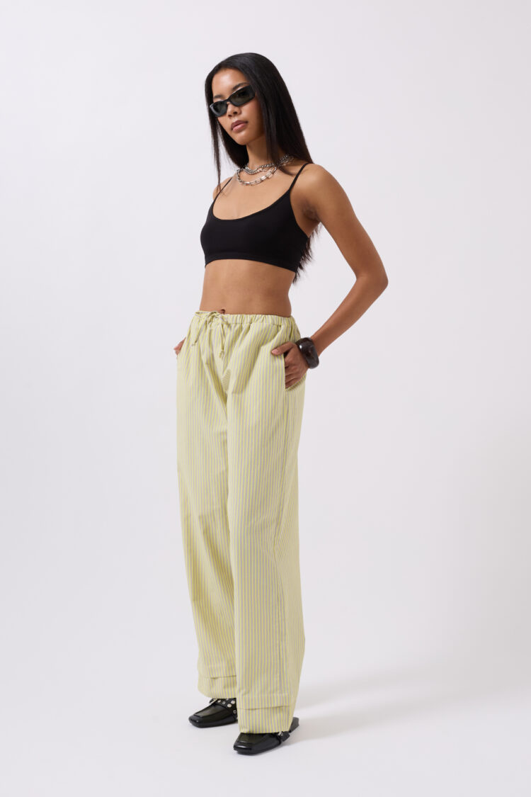 Striped Waist Elastic Pants - Black Fashion - Globality Store - Women Clothes Wholesale Turkey