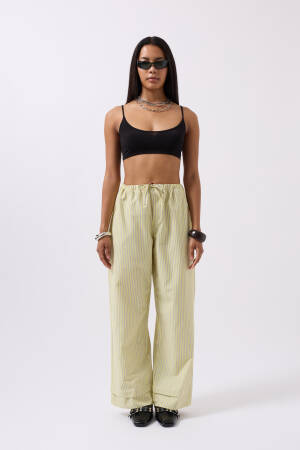 Striped Waist Elastic Pants - Black Fashion - Globality Store - Women Clothes Wholesale Turkey