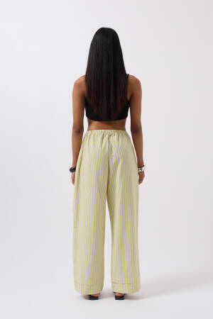 Striped Waist Elastic Pants - Black Fashion - Globality Store - Women Clothes Wholesale Turkey