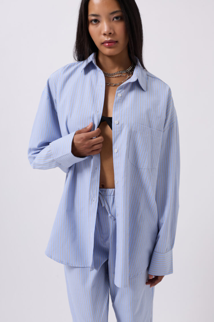 Striped Pocket Detail Shirt - Black Fashion - Globality Store - Women Clothes Wholesale Turkey