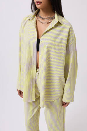 Striped Pocket Detail Shirt - Black Fashion - Globality Store - Women Clothes Wholesale Turkey