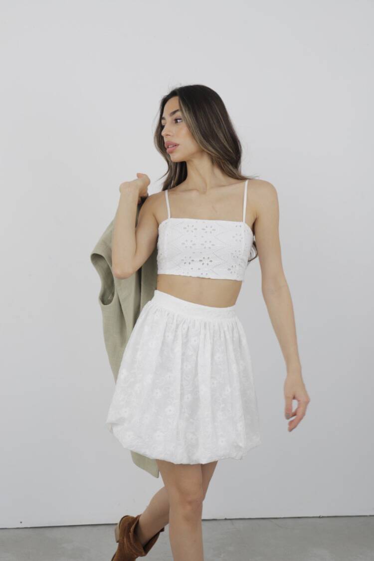 Embroidered Balloon Skirt