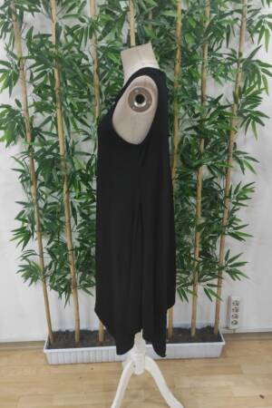 Women's Strappy Round Neck Bird's Eye Detailed Asymmetric Viscose Dress - Black - Janes - Globality Store - Women Clothes Wholesale Turkey