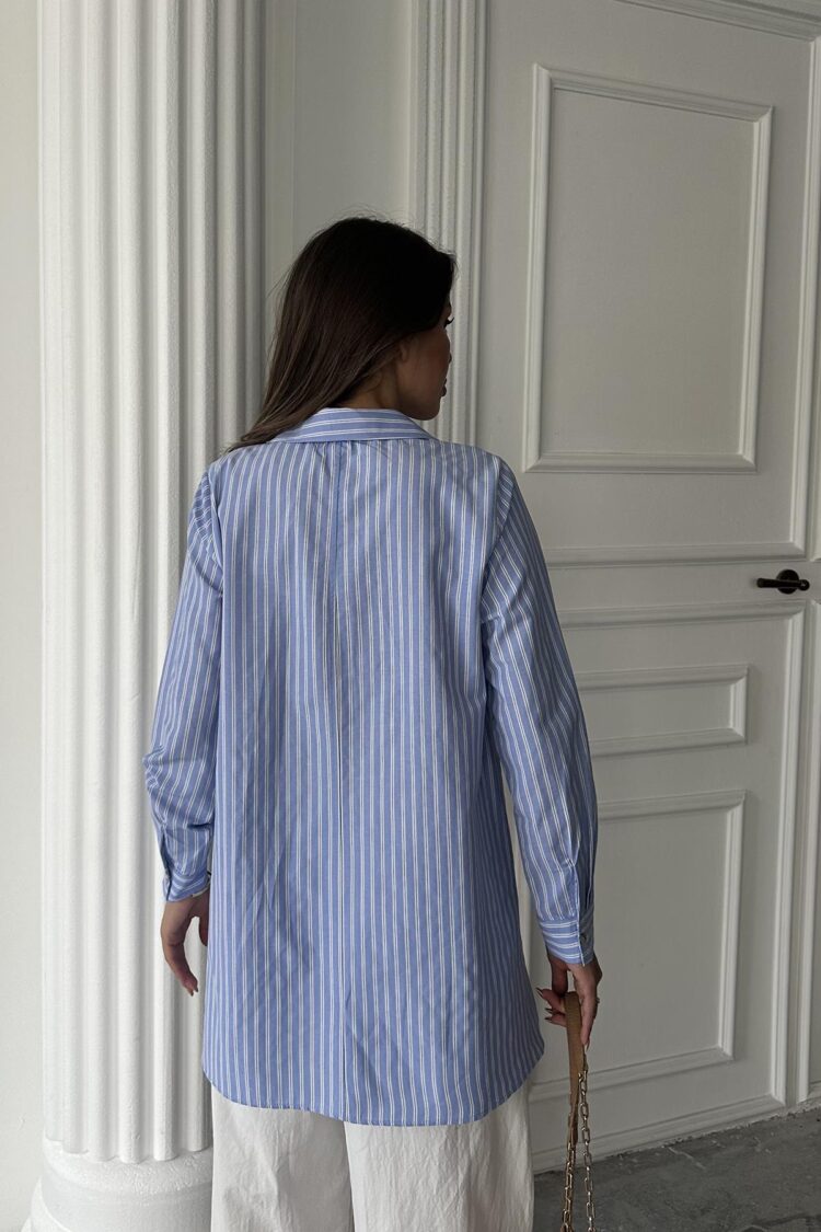 Wholesale Blue Striped Long Shirt