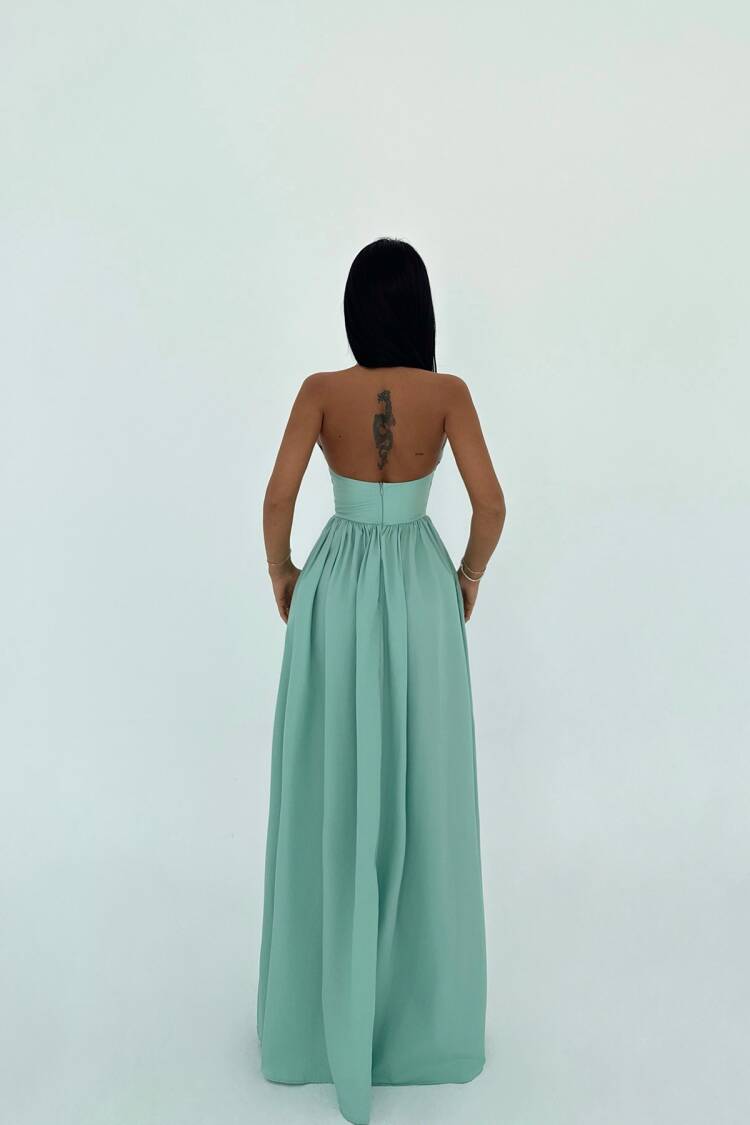 Aqua Green Long Basic Long Dress