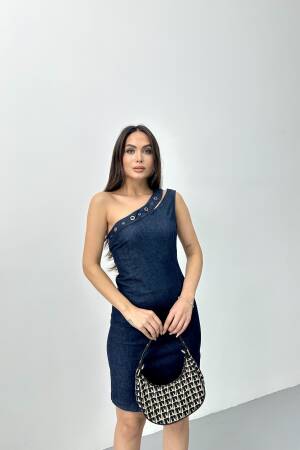 Denim Dress With Eyelet Window - STEPS - Globality Store - Women Clothes Wholesale Turkey