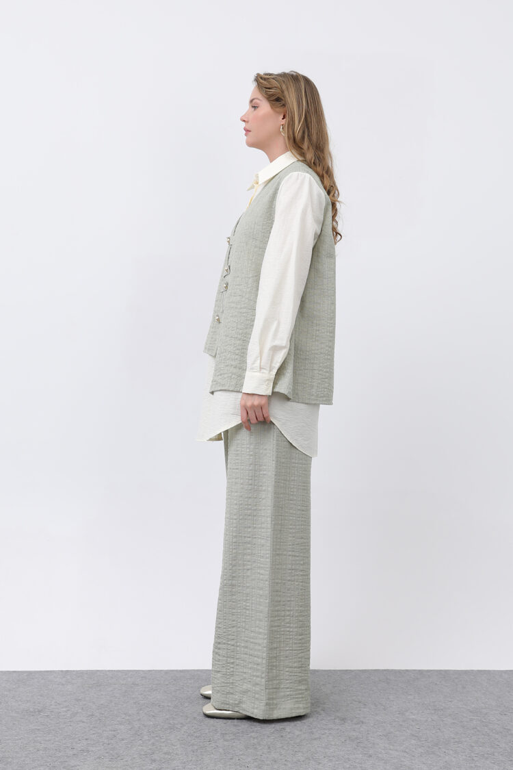 Women's Front Vest Look Epaulette Trousers Suit