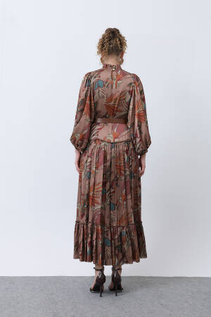 Women's Ruffle And Pile Detailed Belted Dress - Puane - Globality Store - Women Clothes Wholesale Turkey