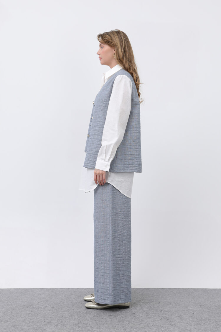 Women's Front Vest Look Epaulette Trousers Suit