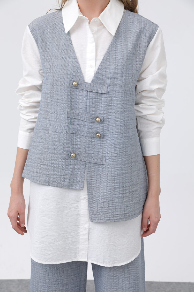 Women's Front Vest Look Epaulette Trousers Suit