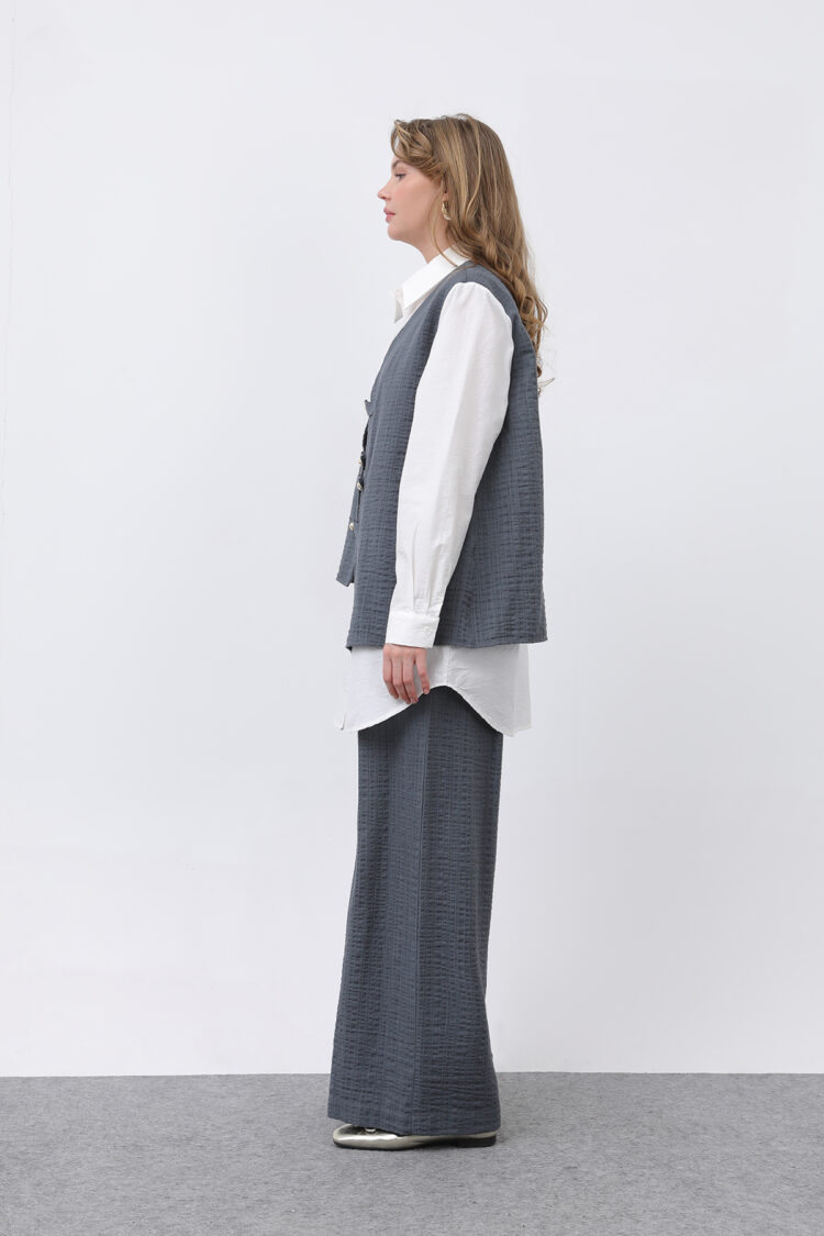 Women's Front Vest Look Epaulette Trousers Suit