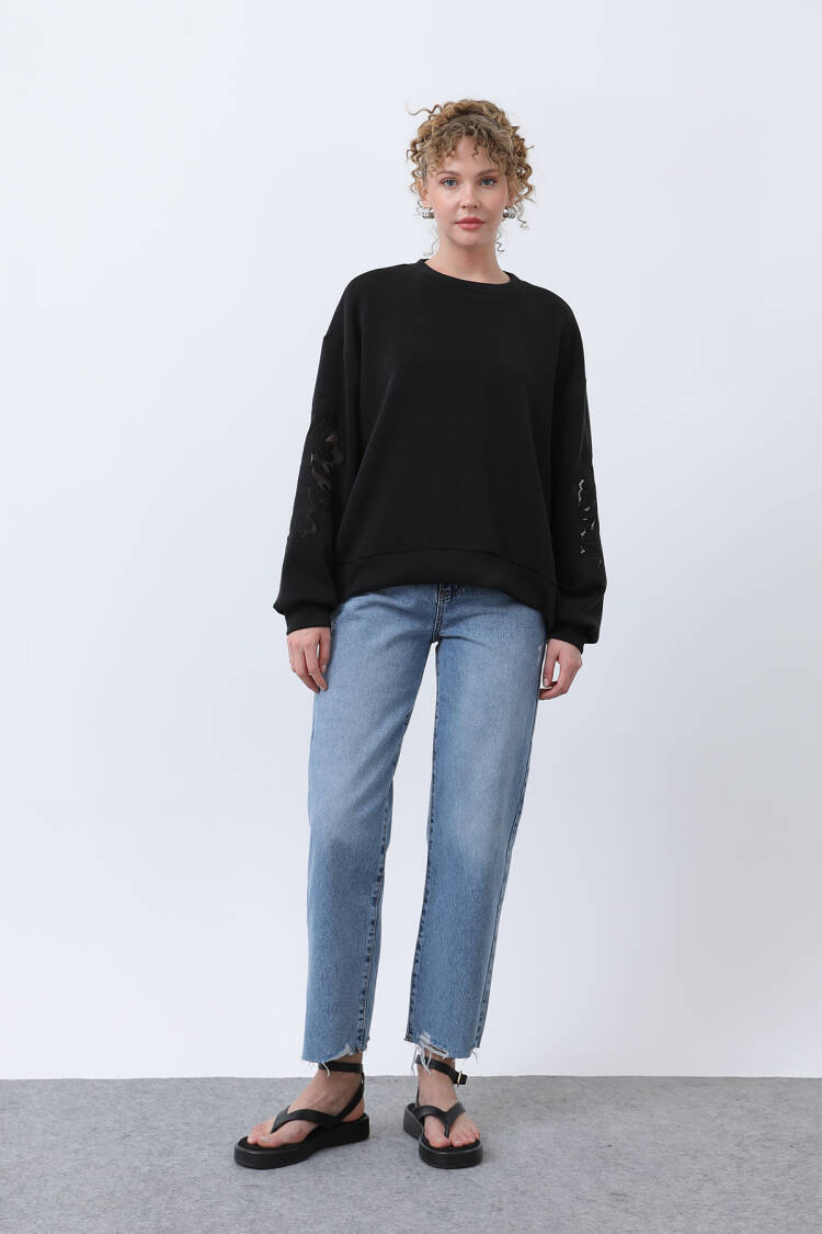 Women's Sleeves Mesh Embroidered Sweatshirt - Brand: SOUL - Women's Clothing Wholesale - Globality Store