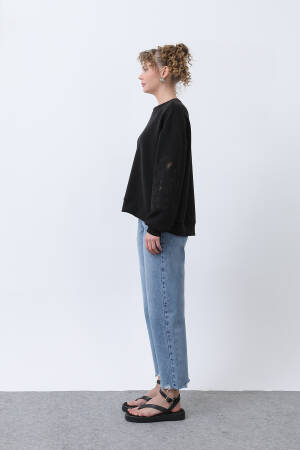 Women's Sleeves Mesh Embroidered Sweatshirt - Brand: SOUL - Women's Clothing Wholesale - Globality Store