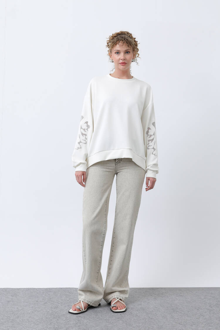 Women's Sleeves Mesh Embroidered Sweatshirt - Brand: SOUL - Women's Clothing Wholesale - Globality Store