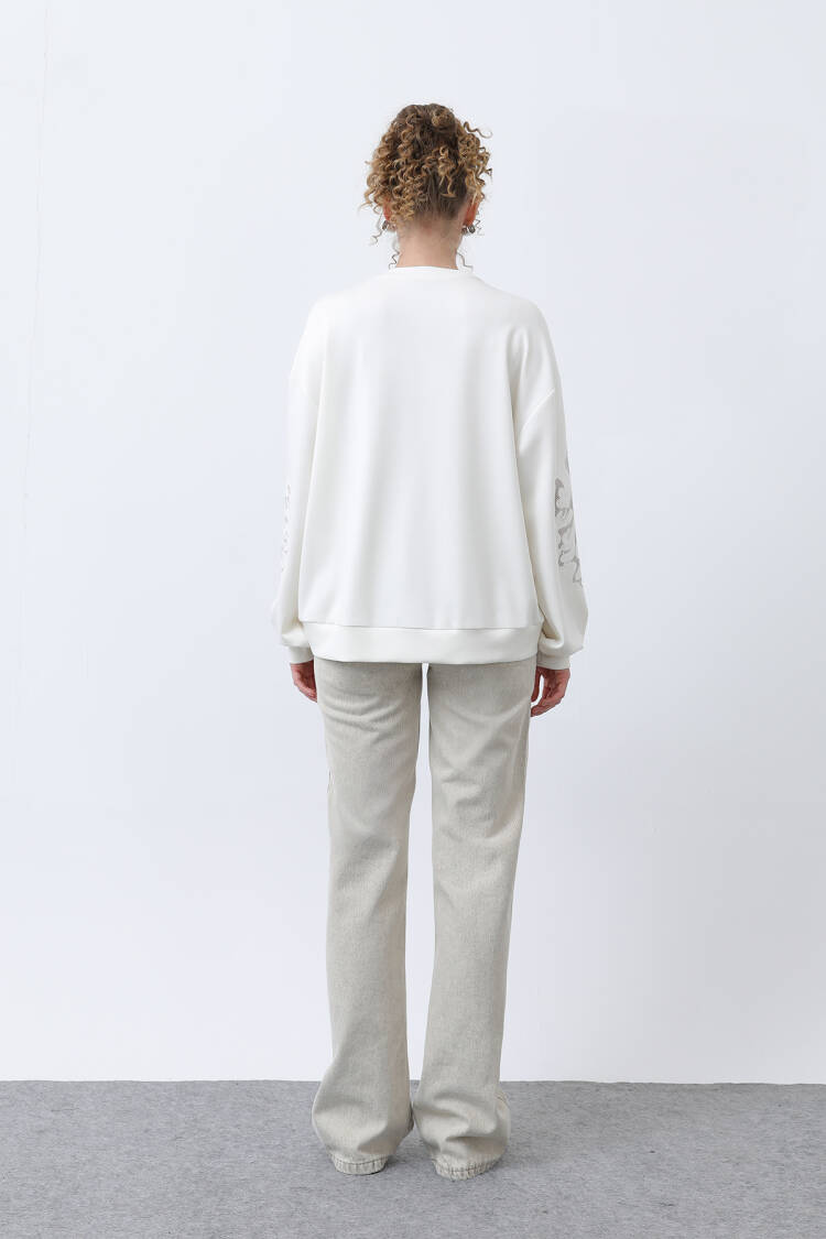 Women's Sleeves Mesh Embroidered Sweatshirt