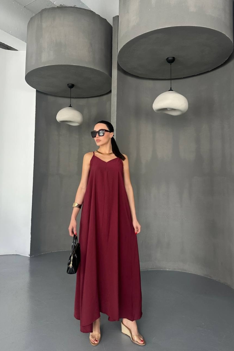 Dress - Burgundy - ESPADA - Globality Store - Women Clothes Wholesale Turkey