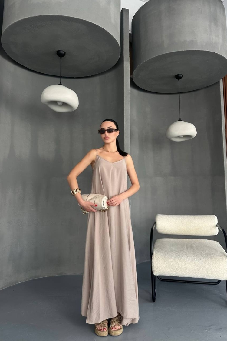 Dress - Beige - ESPADA - Globality Store - Women Clothes Wholesale Turkey