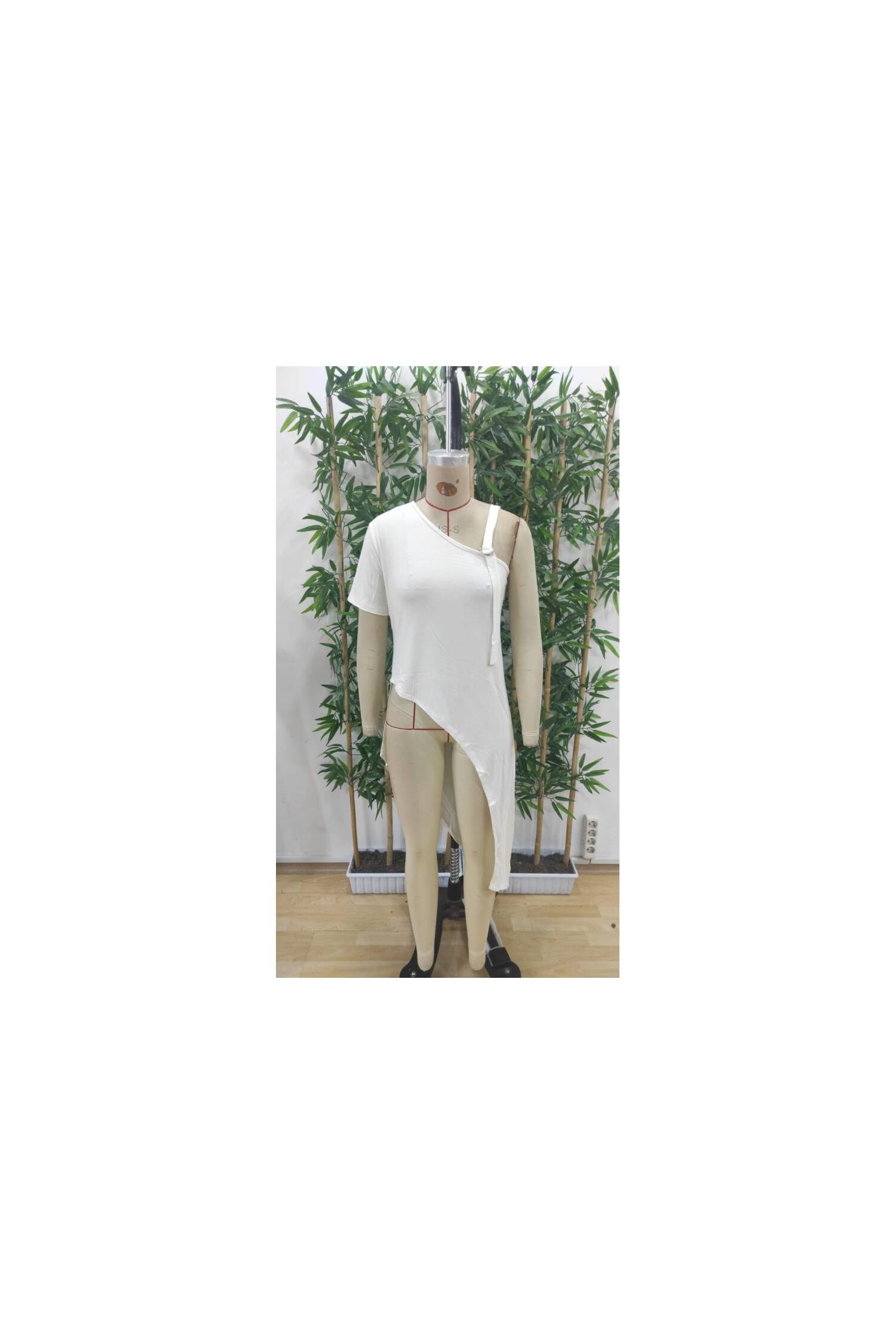 Women's One Shoulder Open Strap Asymmetric Cut Detailed Blouse - Brand: Janes - Women's Clothing Wholesale - Globality Store