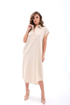 Dress - Beige - Fame - Globality Store - Women Clothes Wholesale Turkey