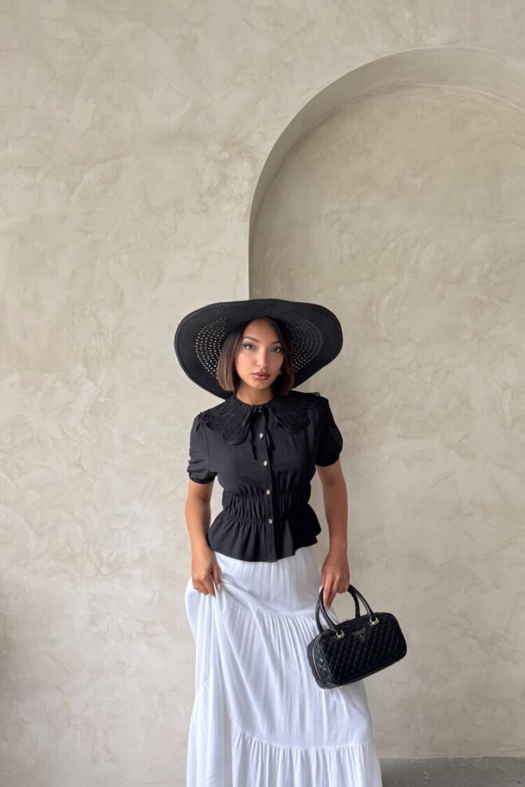 Collar Detailed Ruffle Shirt