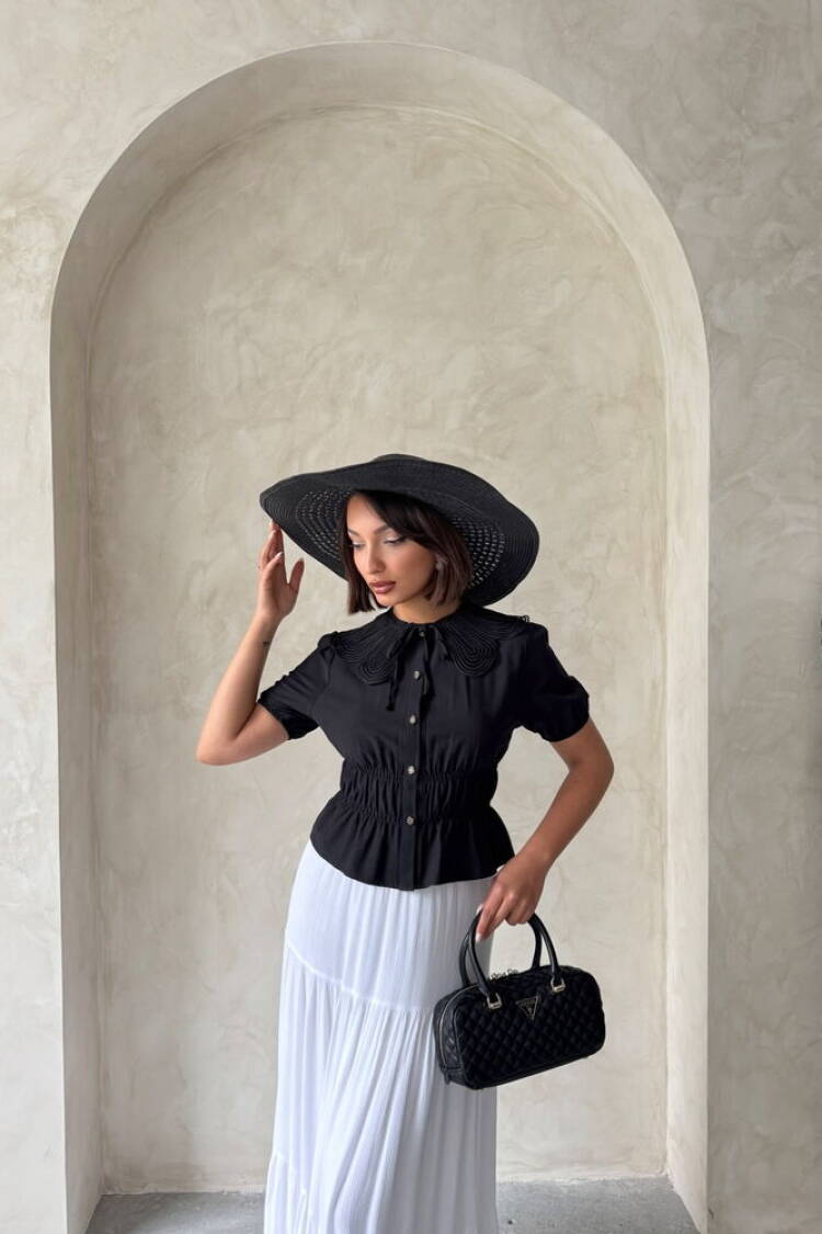 Collar Detailed Ruffle Shirt