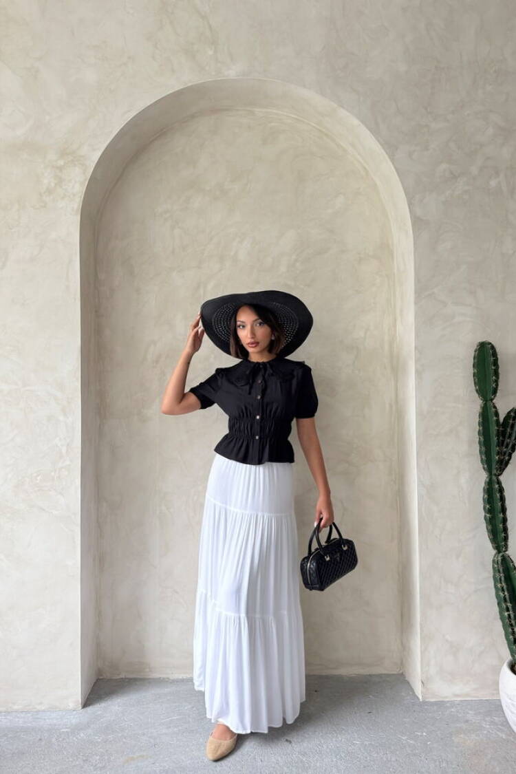 Collar Detailed Ruffle Shirt