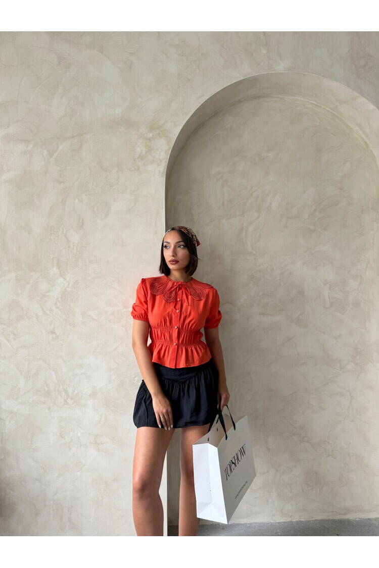 Collar Detailed Ruffle Shirt