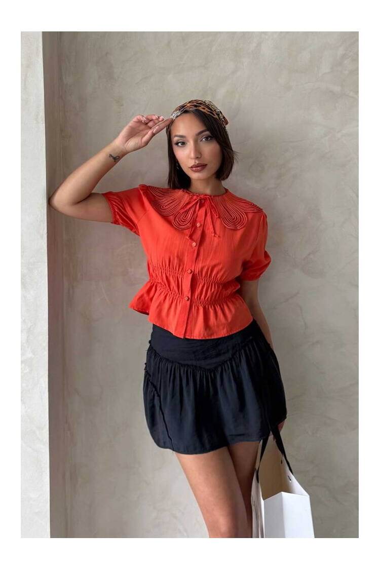 Collar Detailed Ruffle Shirt - Brand: Topshow - Women's Clothing Wholesale - Globality Store