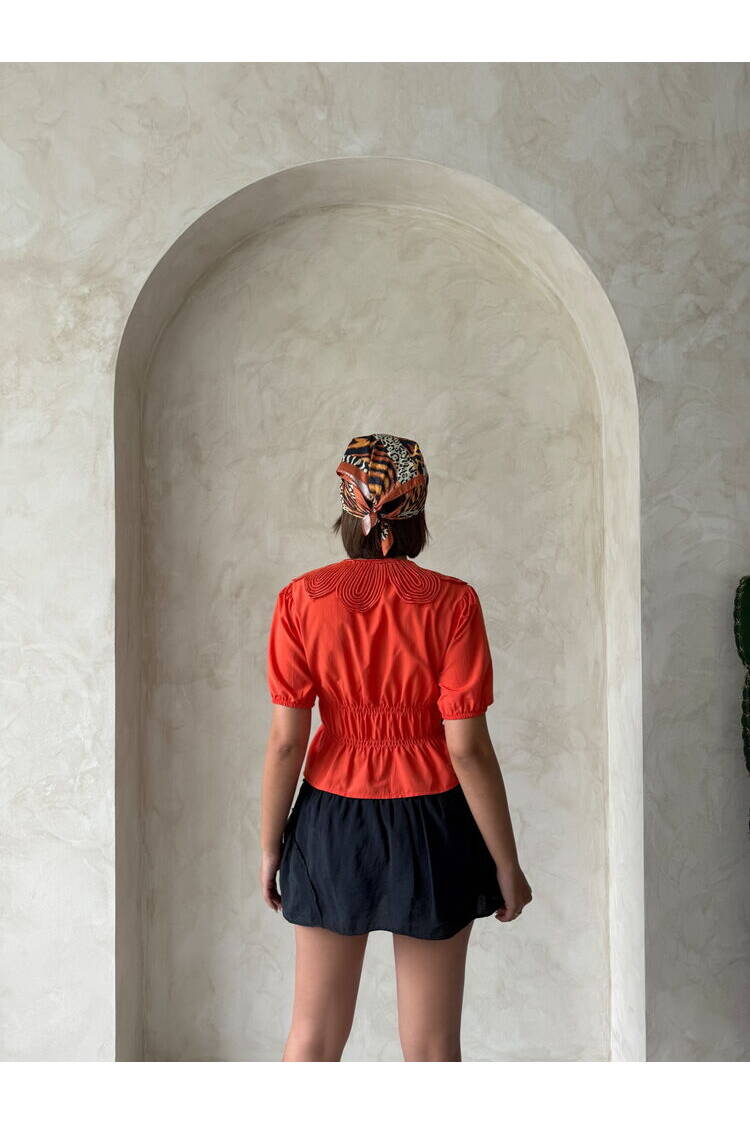 Collar Detailed Ruffle Shirt