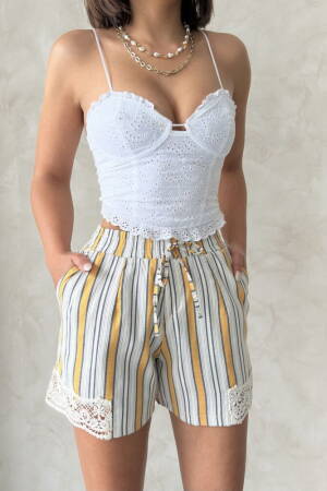Leg Lace Striped Shorts - Brand: Topshow - Women's Clothing Wholesale - Globality Store