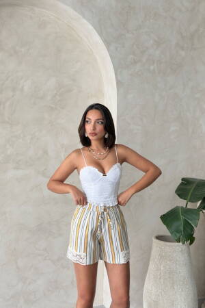 Leg Lace Striped Shorts - Brand: Topshow - Women's Clothing Wholesale - Globality Store