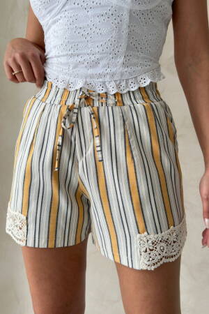 Leg Lace Striped Shorts - Brand: Topshow - Women's Clothing Wholesale - Globality Store