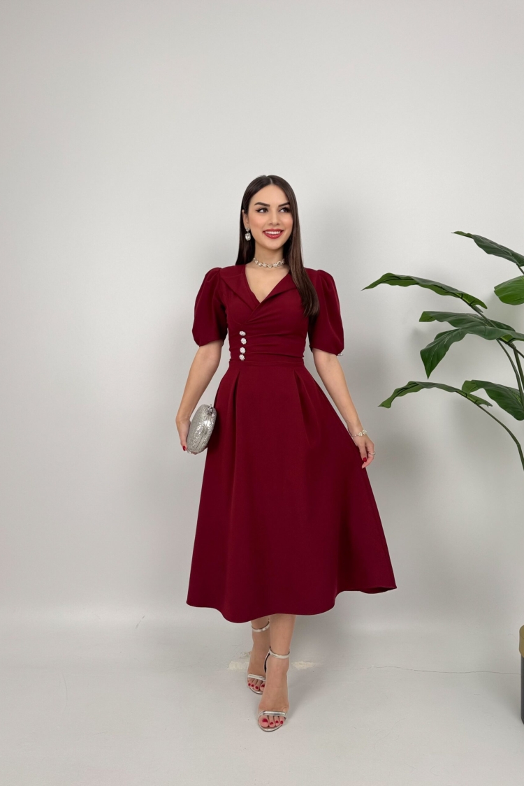 Jacket Collar Balloon Cufflinks Detail Atlas Dress - Miss Janell - Globality Store - Women Clothes Wholesale Turkey