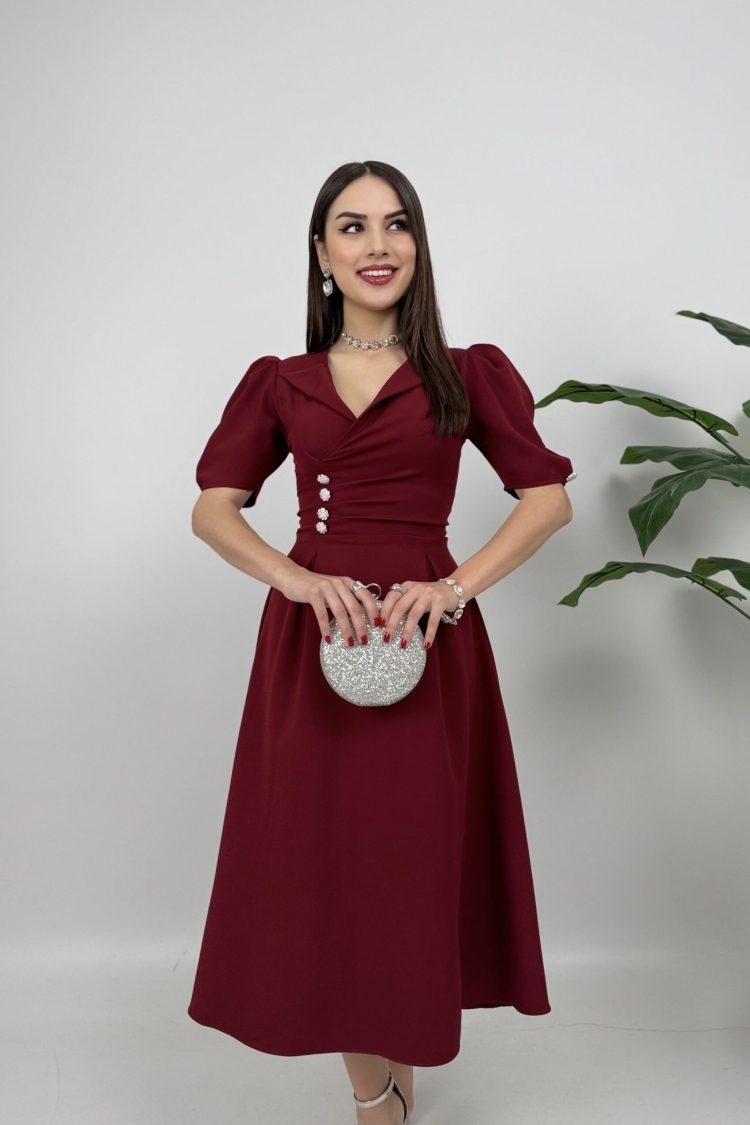 Jacket Collar Balloon Cufflinks Detail Atlas Dress