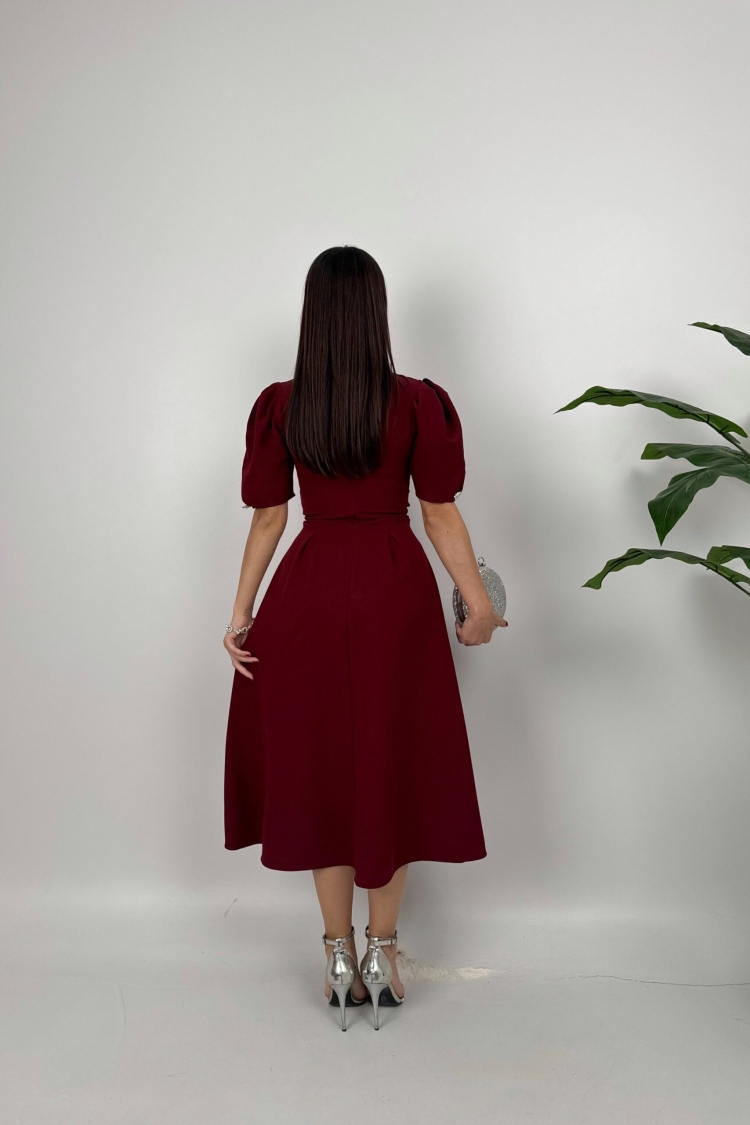 Jacket Collar Balloon Cufflinks Detail Atlas Dress
