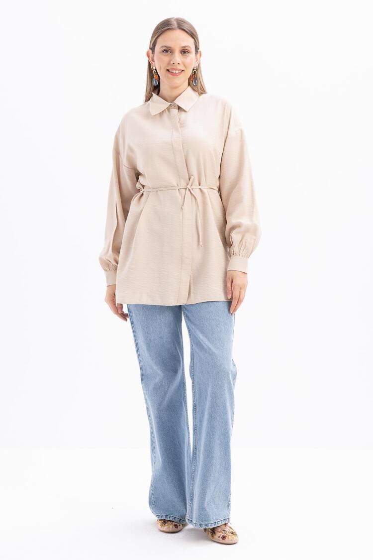 Slim Belted Shirt - Allday - Globality Store - Women Clothes Wholesale Turkey