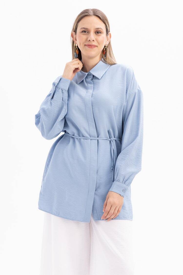 Slim Belted Shirt - Allday - Globality Store - Women Clothes Wholesale Turkey