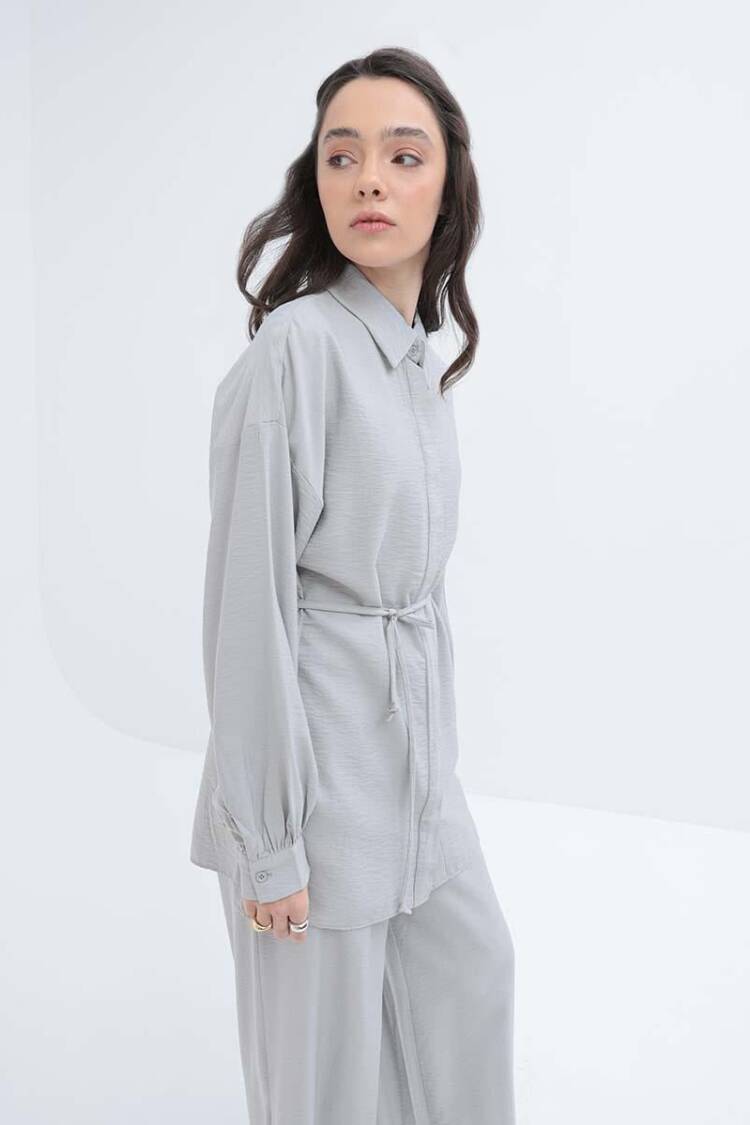 Slim Belted Shirt - Allday - Globality Store - Women Clothes Wholesale Turkey