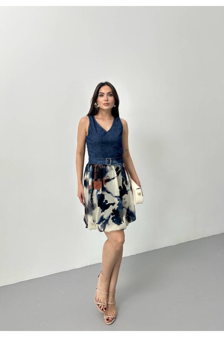 Denim Dress With Balloon Skirt