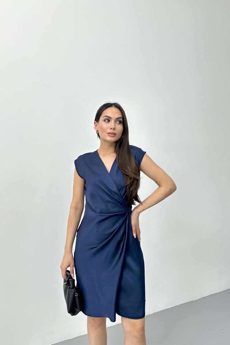 Side Pleated Double-breasted Dress - STEPS - Globality Store - Women Clothes Wholesale Turkey