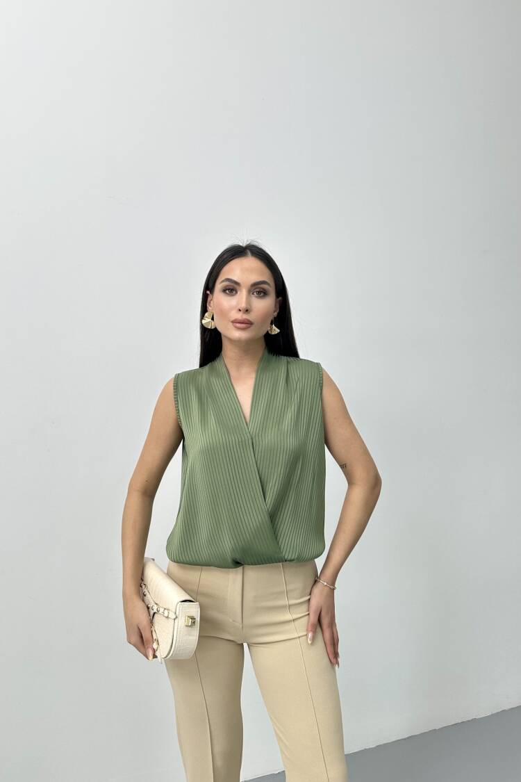 Double Breasted Zero Sleeve Blouse - STEPS - Globality Store - Women Clothes Wholesale Turkey