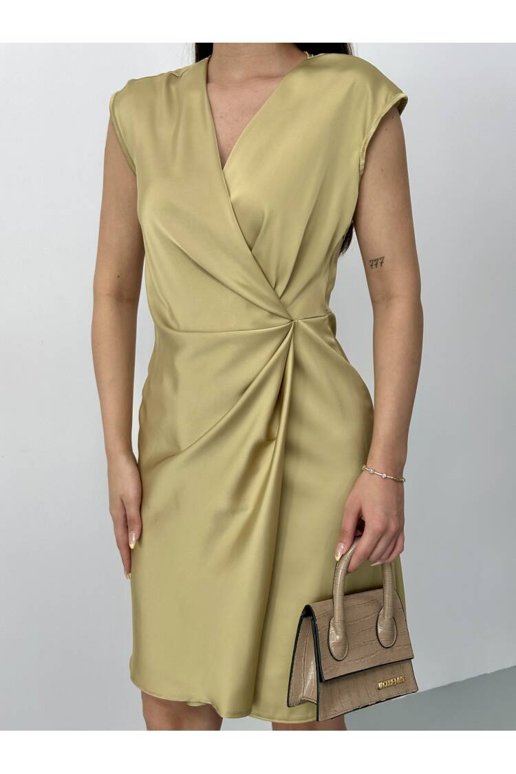 Side Pleated Double-breasted Dress