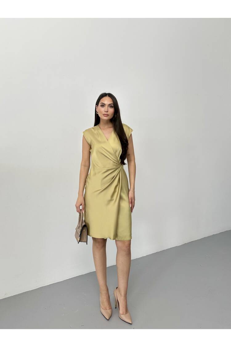 Side Pleated Double-breasted Dress