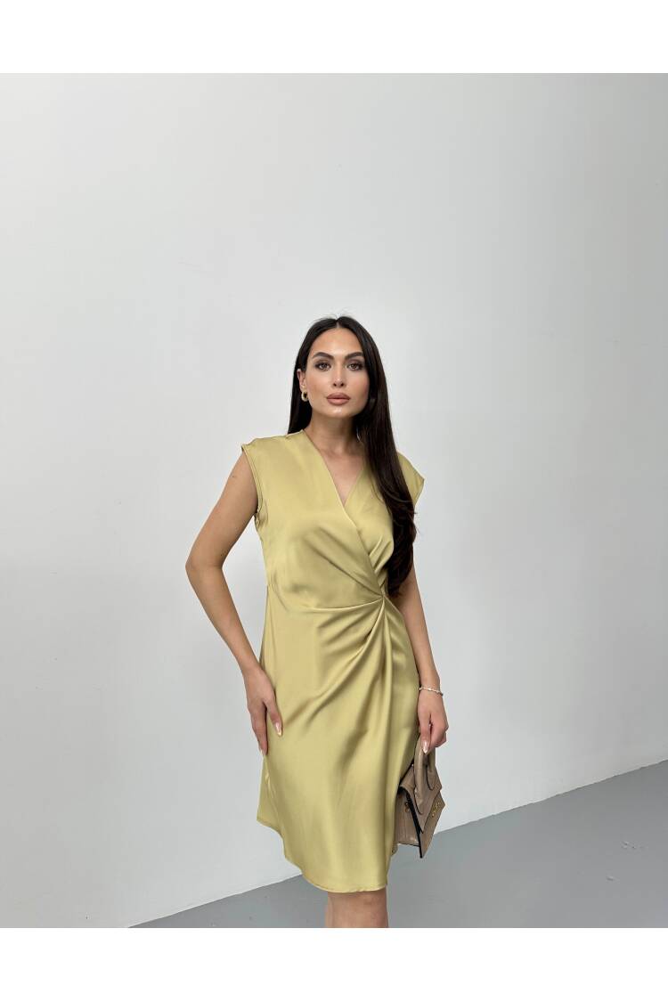 Side Pleated Double-breasted Dress - STEPS - Globality Store - Women Clothes Wholesale Turkey
