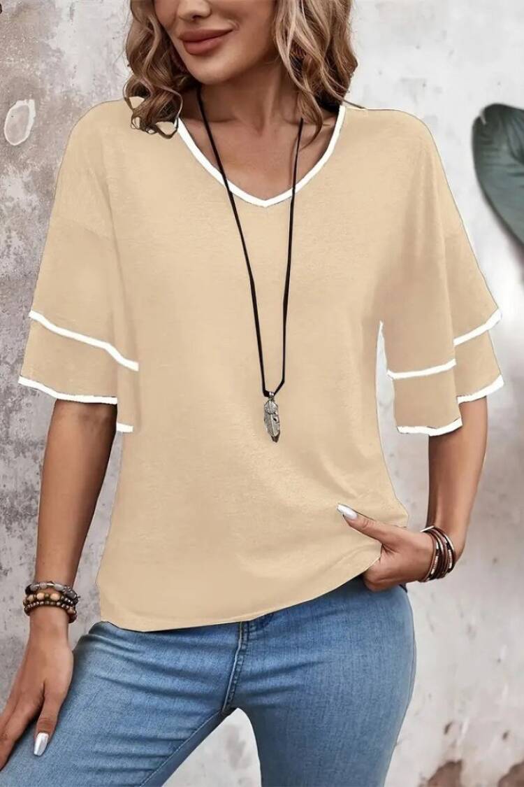 Women's Short Sleeve V-Neck Viscose Blouse