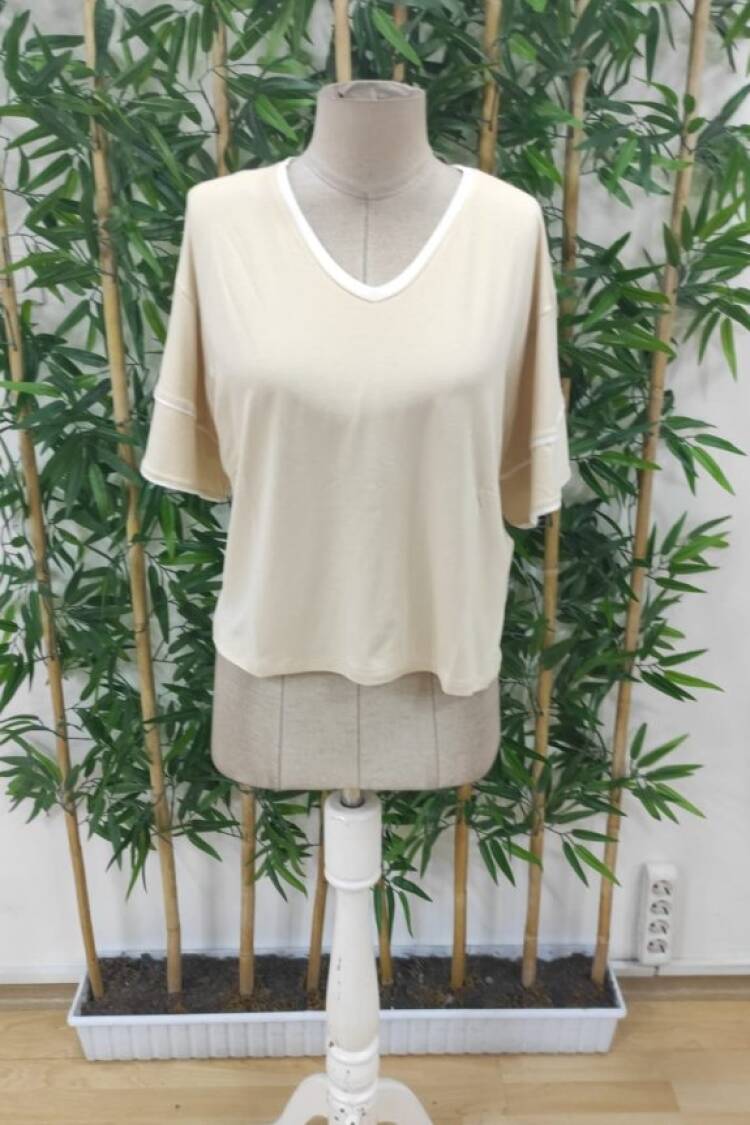 Women's Short Sleeve V-Neck Viscose Blouse