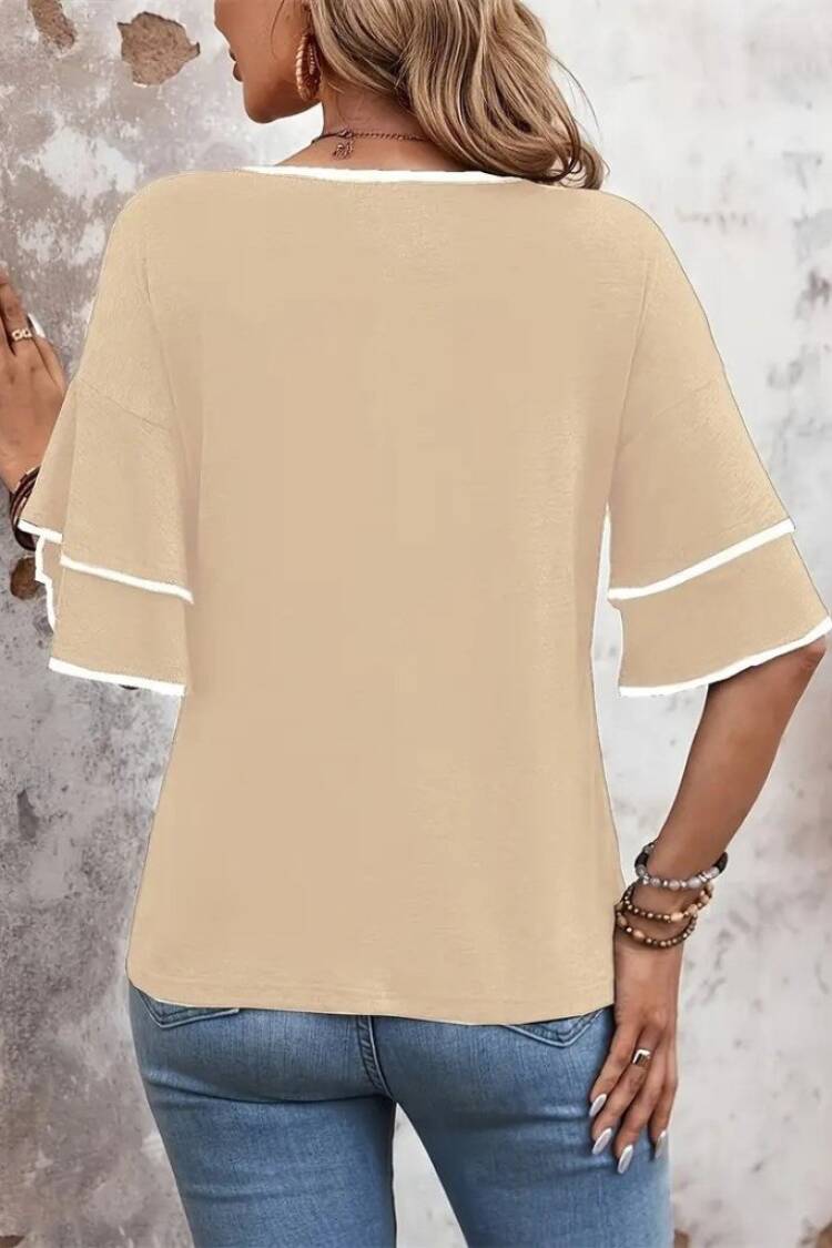 Women's Short Sleeve V-Neck Viscose Blouse