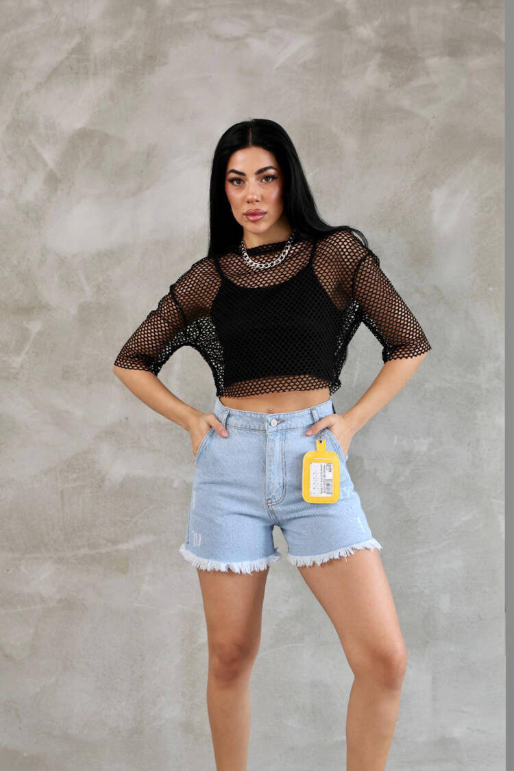 Mini Denim Shorts - Blue - Mode Roy - Globality Store - Women Clothes Wholesale Turkey