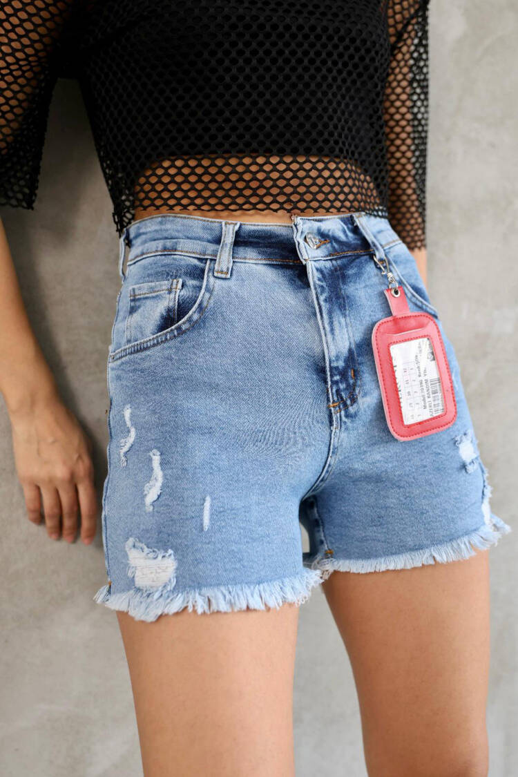 Mini Denim Shorts - Blue - Mode Roy - Globality Store - Women Clothes Wholesale Turkey
